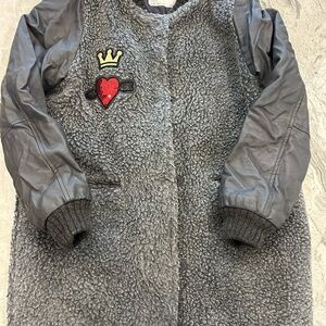 Zara Gray and Black Kids Jacket with Red Heart Patch